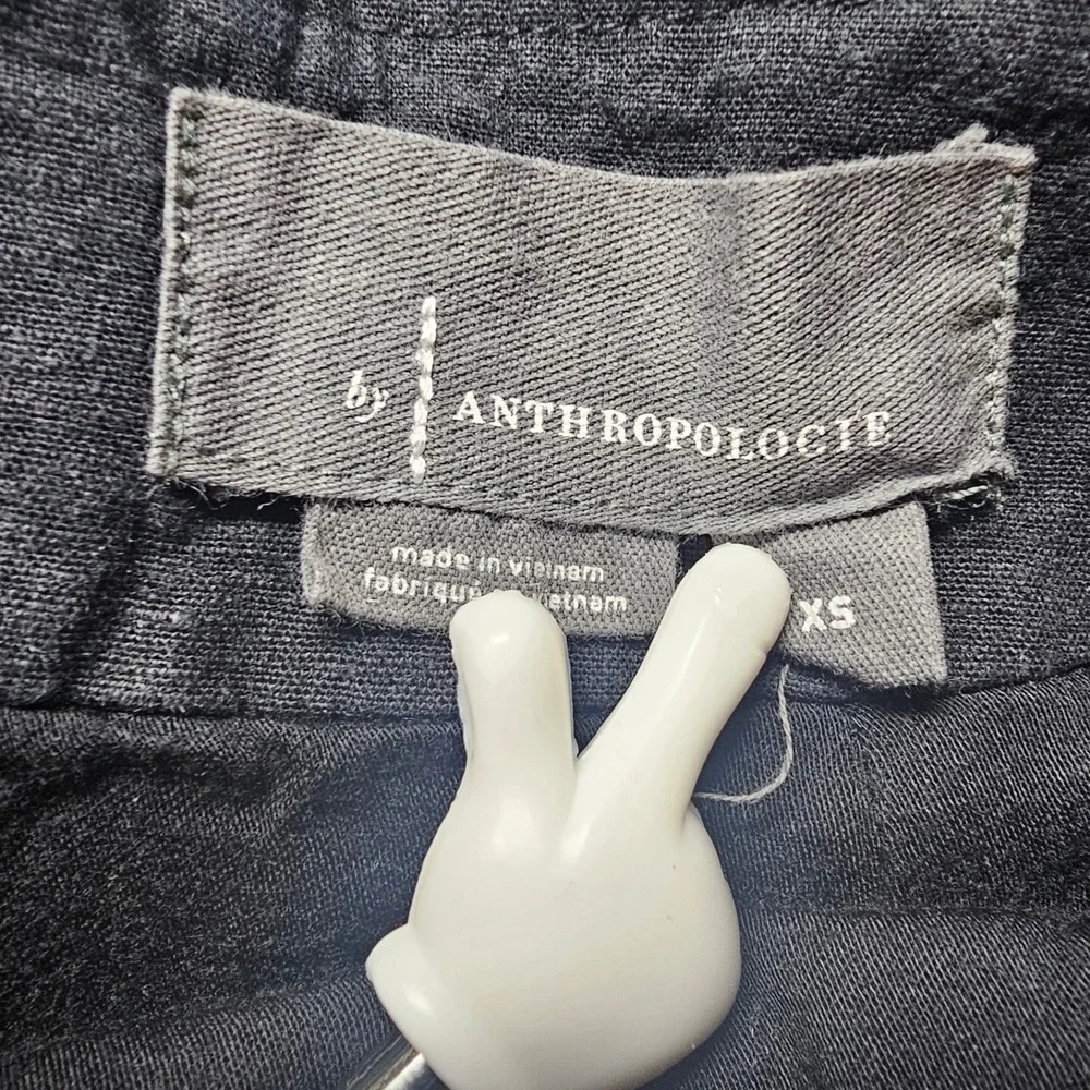 By Anthropologie XS Charcoal Grey Linen Blend Contrast Stitch Denim Skirt